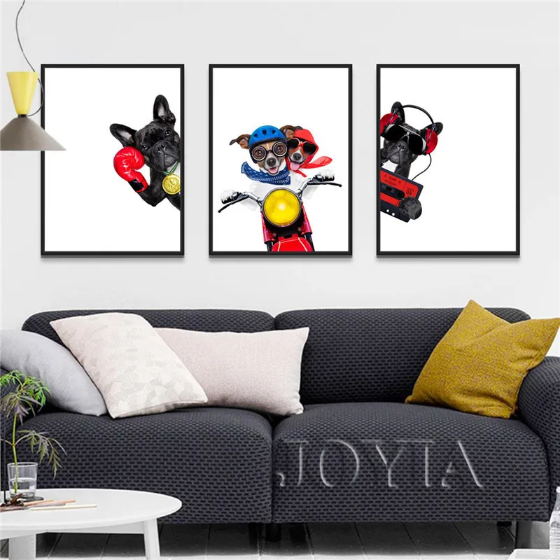 Funny Dog Wall Art Prints Pet Puppy Hipster Animal Canvas Paintings