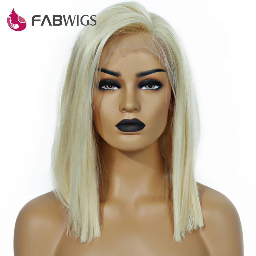 Fabwigs 180% плотность #613 блондинка Синтетические волосы на кружеве натуральные волосы парики с ребенком волос европейских короткие