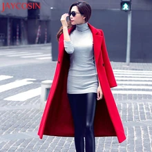 Женская мода осень зима длинное шерстяное пальто парка верхняя одежда кардиган падение Sept.29