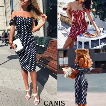 

Women Off Shoulder Short Sleeve Bodycon Dress Formal Evening Party Dresses