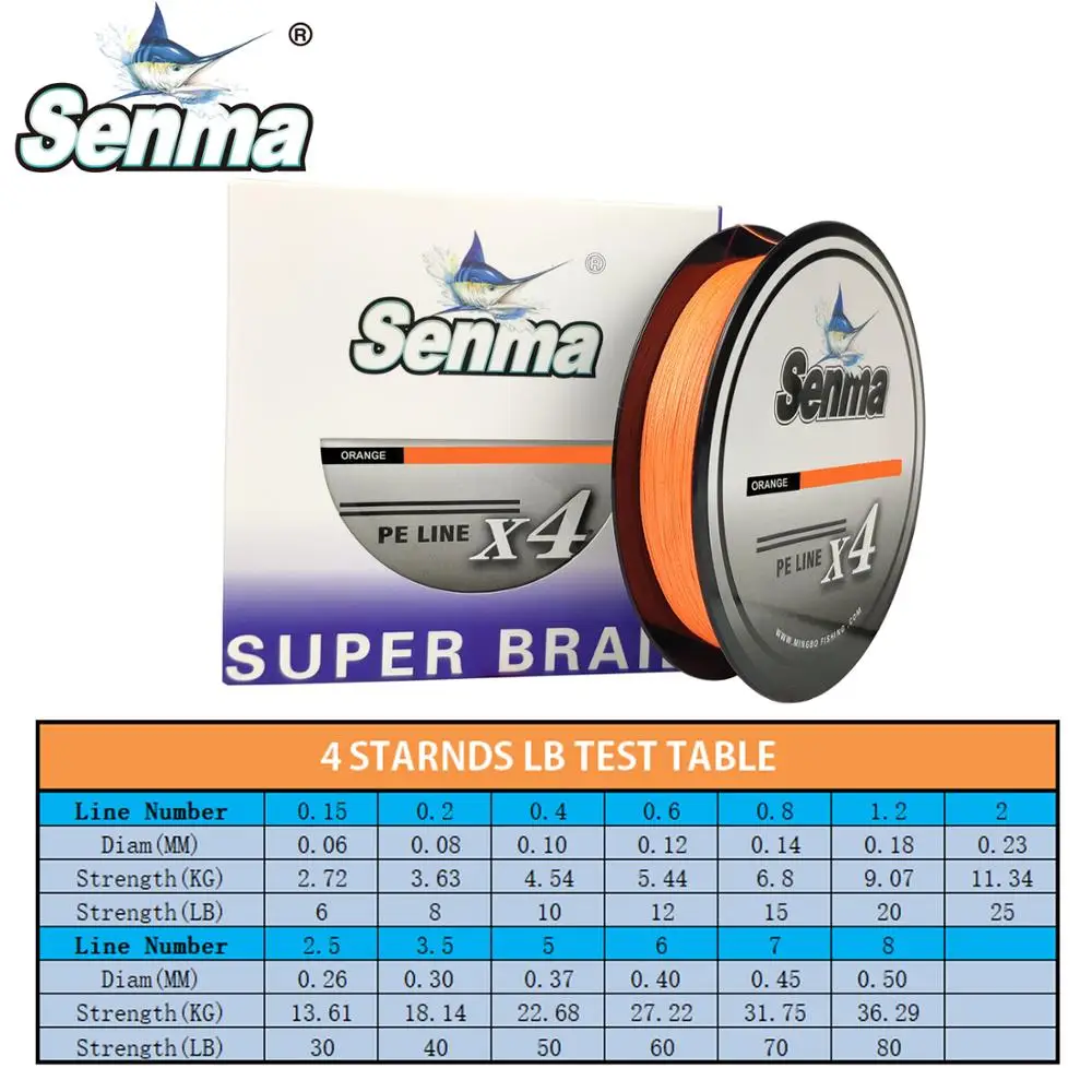

Senma Multi Color 4X 100M 150M Braided Fishing Line PE Fishing Line 4 Strands 8-80LB Multifilament Fishing Line Smooth