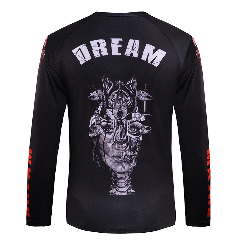 DREAMSPORT men black skull sublimation t shirt fast dry comfortable
