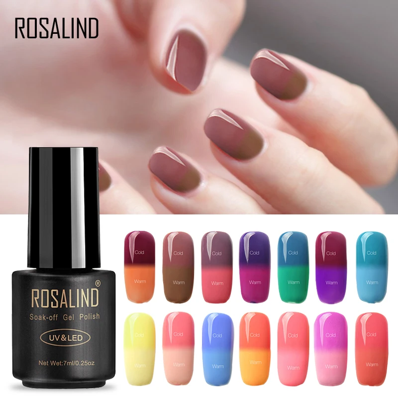 

ROSALIND Gel 1S 7ML Nail Polish Temperature Color changing T01-60 Nail Art UV LED Glitter Lacquer Makeup Quality Gel Varnish