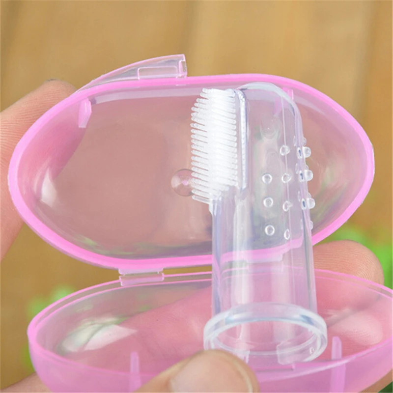 

Baby Finger Toothbrush Silicon Toothbrush+Box Children Teeth Clear Silicone Infant Tooth Brush Rubber Cleaning Baby Brush soft