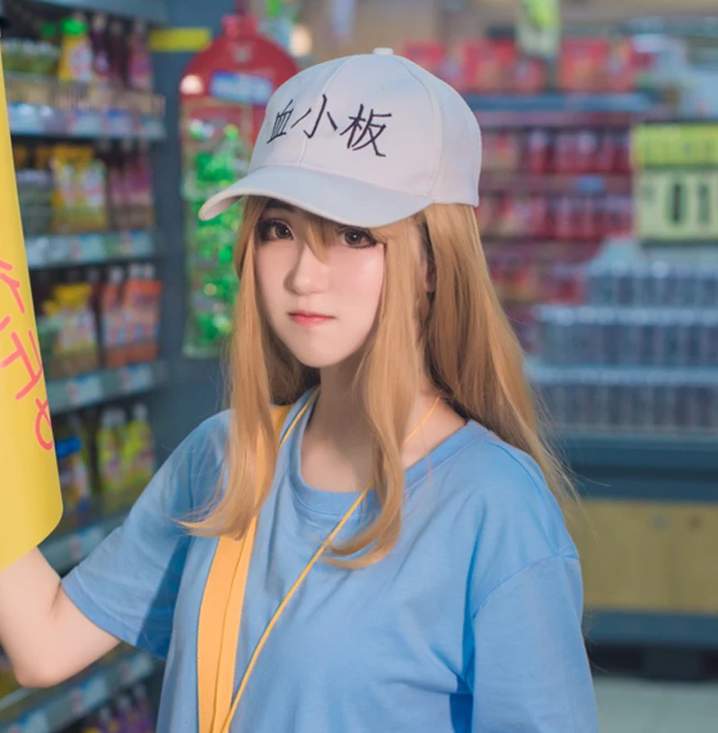 

Cells at Work! Wigs Hataraku Saibou Cosplay Wigs Platelet Wig Kesshoban Heat Resistant Synthetic Hair Cosplay Wig + White Hat