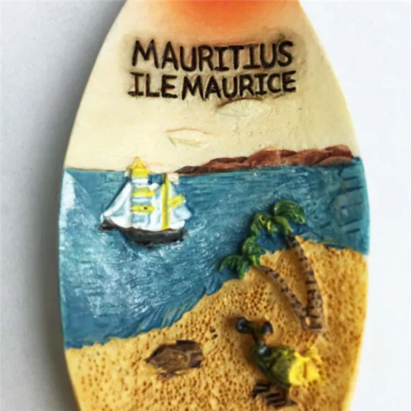 Mauritius Tourist Souvenir Canoe Seaside figure fridge magnet - 7
