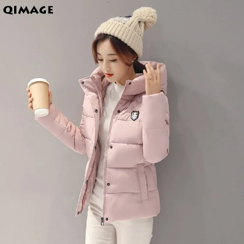 QIMAGE Winter Coats 2017 Vintage Women Print Floral Short