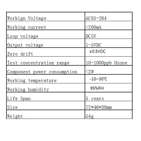 Озоновый датчик с реле для тестирования концентрации озона от 10-1000ppb