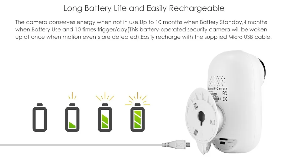 ZOSI безпроводная аккумуляторная батарея IP Wifi камера 720P наружная внутренняя Водонепроницаемая IP65 CCTV камера безопасности широкий обзор