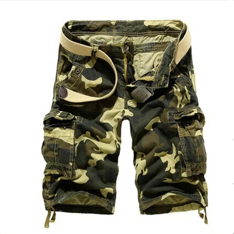 Nové pánské šortky 2017 Camouflage Cargo šortky Loose Casual Multi-pocket Mužské krátké kalhoty Military Camo Cargos šortky