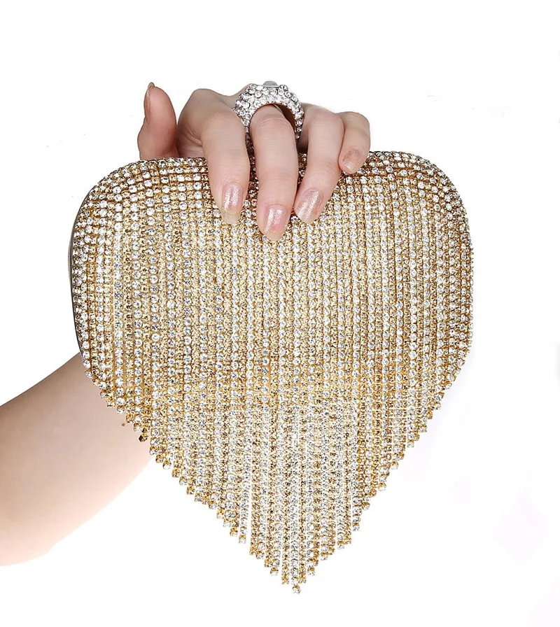 

Fashion Gold Women Bag Handbag Bridal Wedding Evening Bag Clutch New Royal Party Purse Makeup Bag Tassels 09300