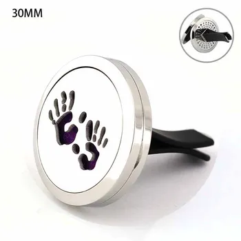 

30mm Palm Print Magnetics Diffuser Stainless Steel Car Aromatherapy Locket Essential Oil Car Diffuser Wholesales