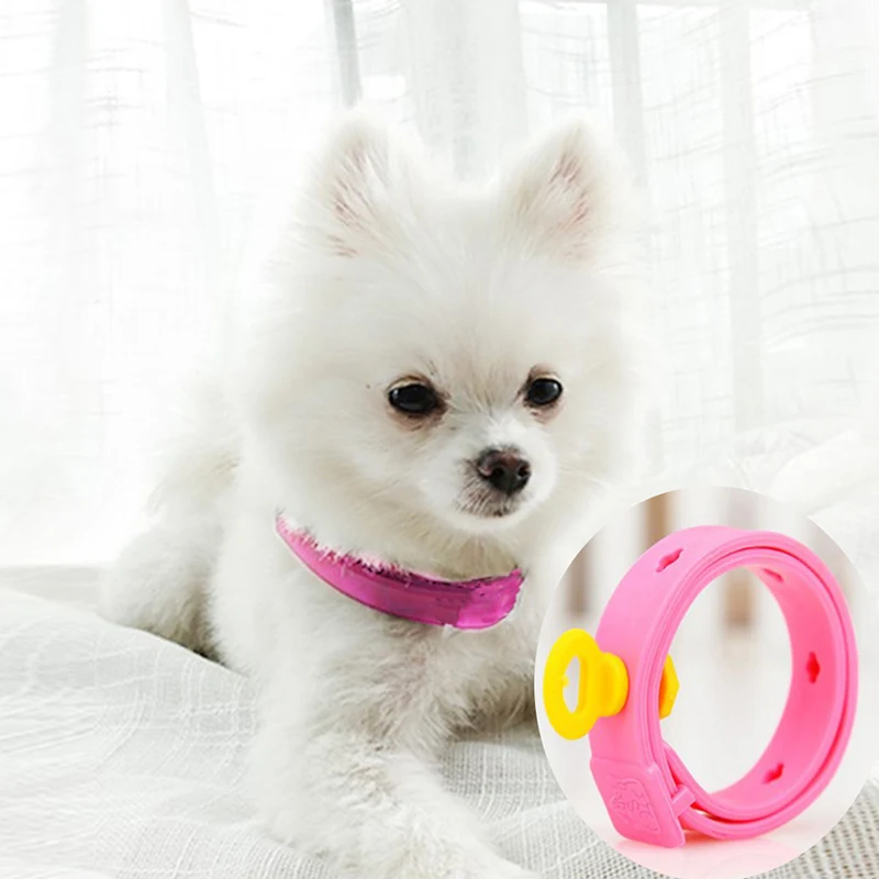 

1Pc Safety Elastic Adjustable Pink Pet Dog Cat Collar Neck Ring Leave Away From Flea Tick Mite Louse Remedy Pet Supplies