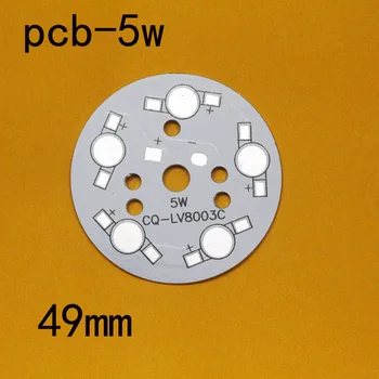 

5W LED PCB 49mm for 5pcs LEDs, aluminum plate base, Aluminum PCB Printed Circuit Boards, high power 5W LED DIY PCB Free shipping