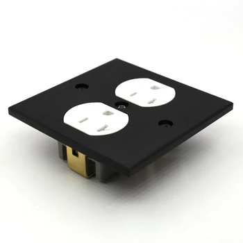 

one piece US-AC-power-Receptacles wall outlet audio grade copper made socket Duplex Plate 86mm*86mm white