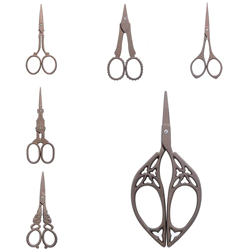 

Antique Hollow Pattern Scissors Titanium Plated Alloy Vintage Stripe Sewing Scissors Store 48