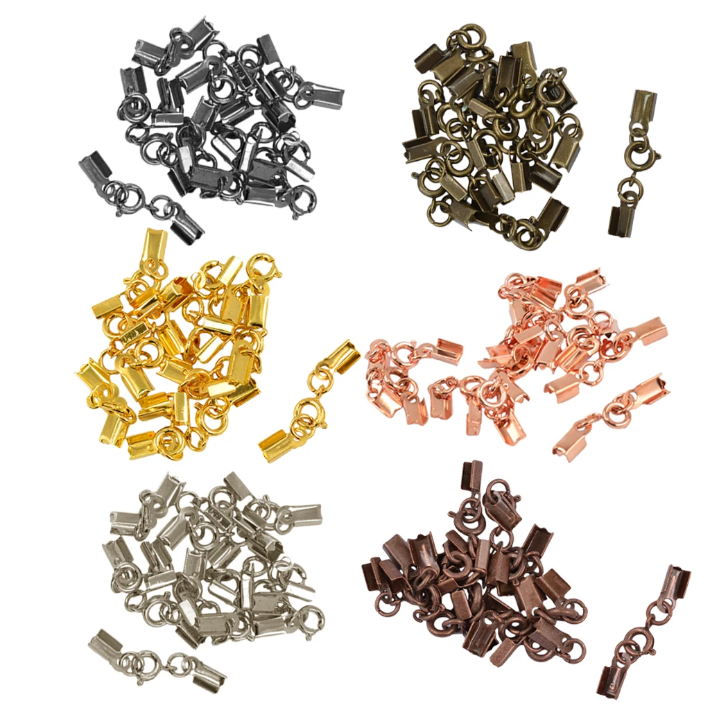 12pcs Brass Lobster Clasp Leather Crimp Clip Ends Set Bracelet DIY