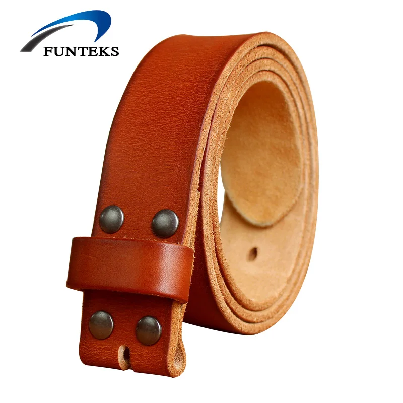 FUNTEKS No Buckle 3.8cm Genuine Leather Belt for Men Without Automatic Buckle Strap Men&#39;s ...