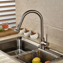 Современный матовый никелевый кухонный кран для раковины, настенное крепление, двойное распылительное сопло, кран для горячей и холодной воды