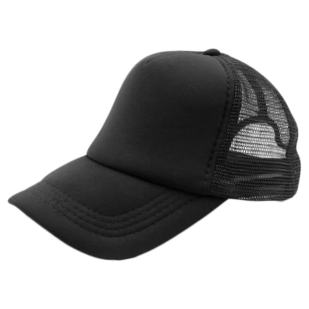 Black Plain Trucker Mesh Hat Snapback Blank Baseball Cap Adjustable Size