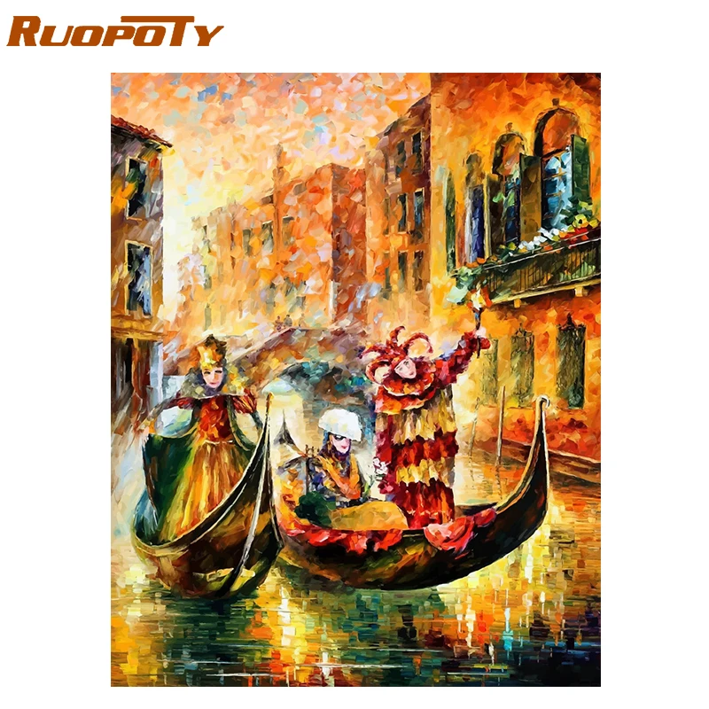

RUOPOTY Frame Abstract Boat DIY Painting By Numbers Modern Wall Art Picture Landscape Oil Painting For Home Decor Artwork Gift