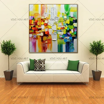 

100% Handmade Canvas Oil Paintings Modern Abstract Palette Knife Oil Painting On Canvas Wall Picture For Living Room Home Decor