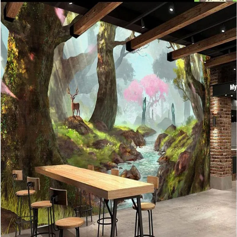 Beibehang на заказ большие фрески красивый лес струящаяся вода богатство ТВ фон стены нетканые обои
