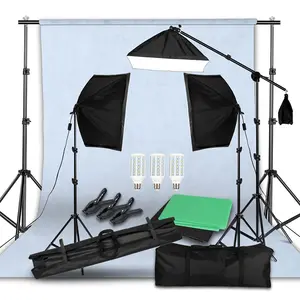 Photo Studio LED Softbox Lighting Kit Boom arm Background Support Stand 3 Color Green Photo Studio LED Softbox Lighting Kit Boom arm Background Support Stand 3 Color Green