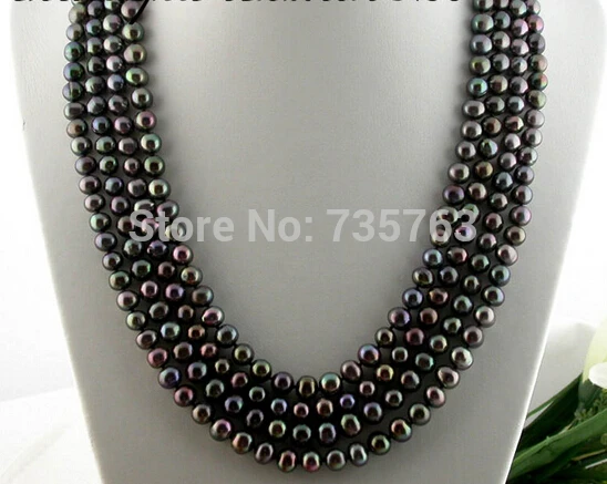 

HOT N277 Long 100" 9mm black round freshwater pearl necklace