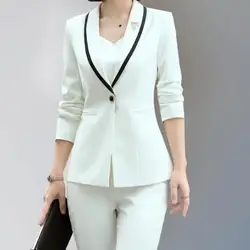 Индивидуальные Новые Модные женские тонкий одной кнопки костюм из двух Костюм из нескольких предметов (куртка + Штаны) женские деловой