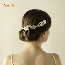 Цвета: золотистый, серебристый Листья повязка на голову ручной работы с жемчугом принцесса cronw; Свадебные украшения для волос; свадебное украшение peigne cheveux mariage H40