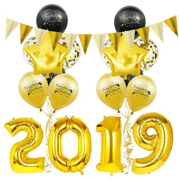 

Graduation Balloons Set with Banner Letter Round Graduation Season Latex Balloon Party TB Sale