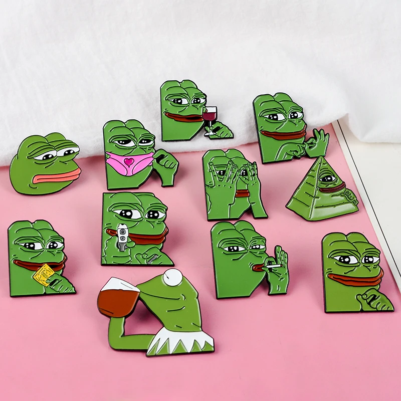 11 стилей Pepe feels bad man нагрудные булавки Sad Броши лягушка счастливая лягушка значки Pepe meme джинсовые куртки Сумки шляпы рюкзак аксессуары