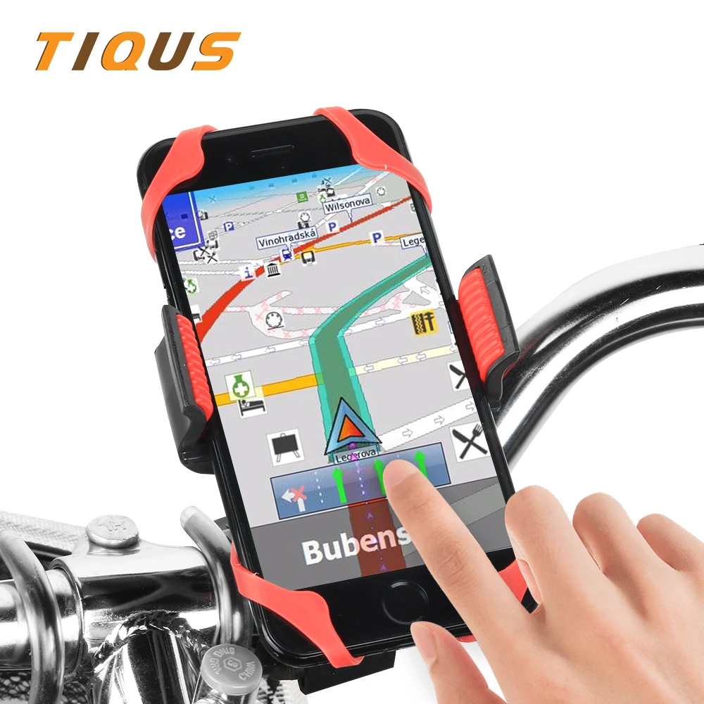 

TIQUS Universal Bike Bicycle Phone Holder Mount Bracket Stand Support 360 Adjustable Handlebar for Mobile Phone Cell Phone GPS