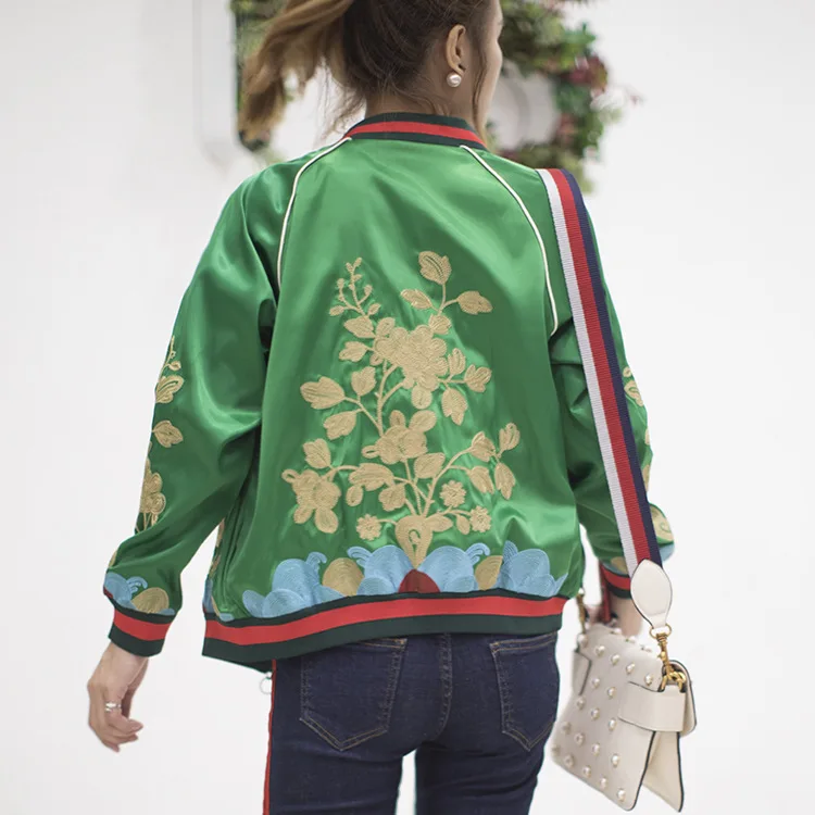 

Star of The Same 2019 Early Spring Embroidery Baseball Jacket Women Pilot Jacket Woman Zipper Floral Coats and Jackets Women