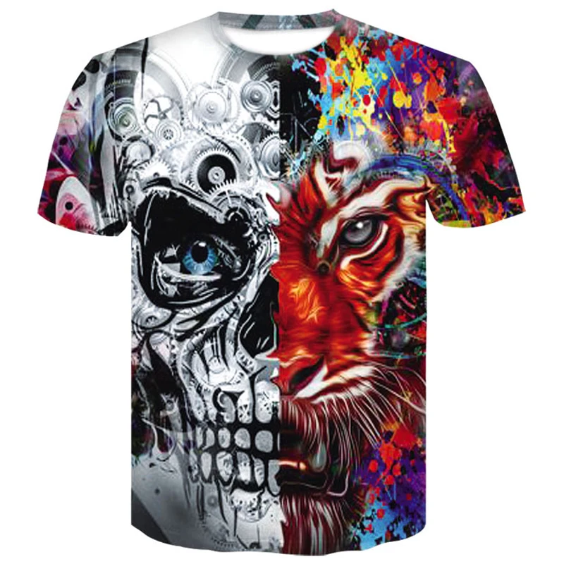 

High Quality Brand Skull short sleeve 3D T shirt Clothes Punk Clothing Gothic Tshirt Funny T shirts Tees Men Hip hop Casual top