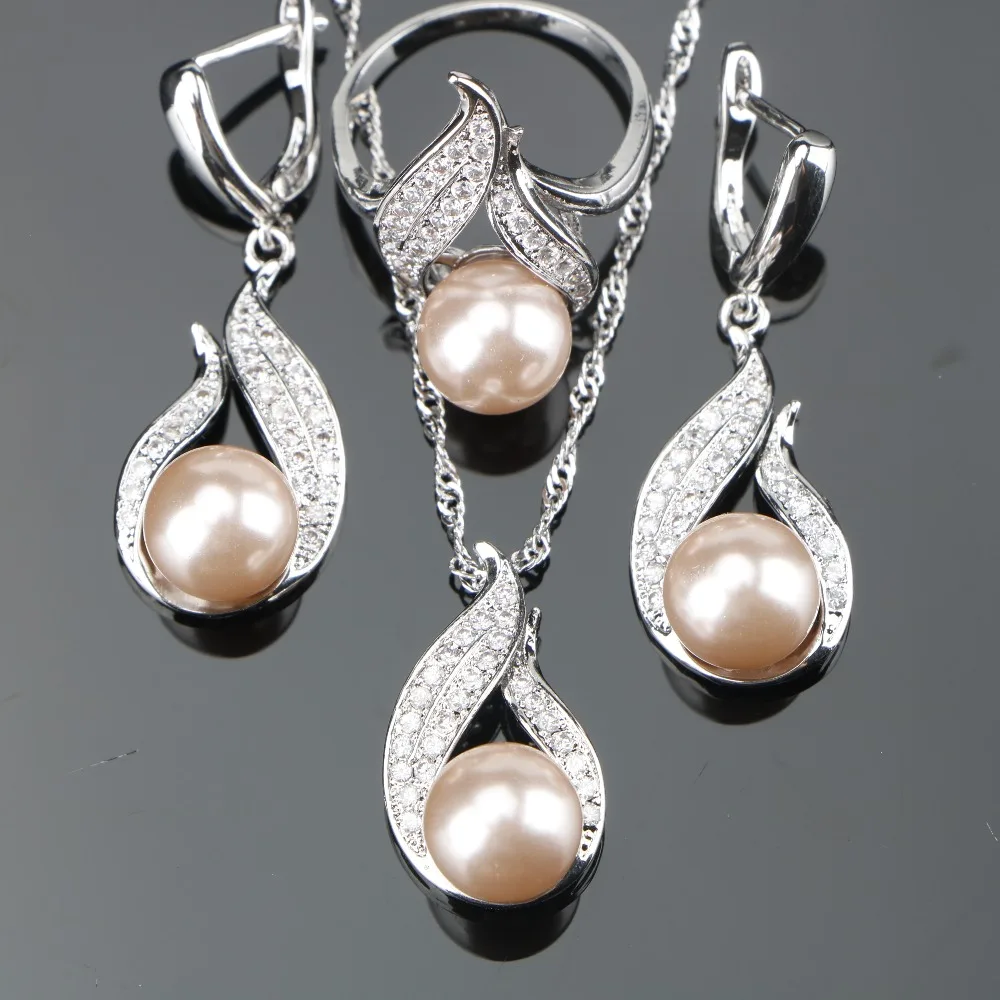 Natural Pearl Silver 925 Bridal Jewelry Sets Women Jewellery With