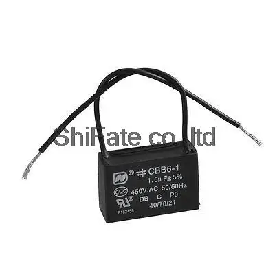 

AC 450V 1.5uF Platic Shell 2 Wire Lead Motor Running Capacitor CBB6-1