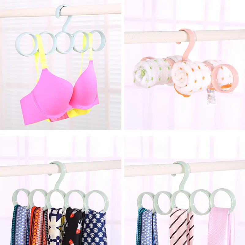 Plastic 5 Circles Scarf Storage Rack Tie Organizer Storage Silk Scarf