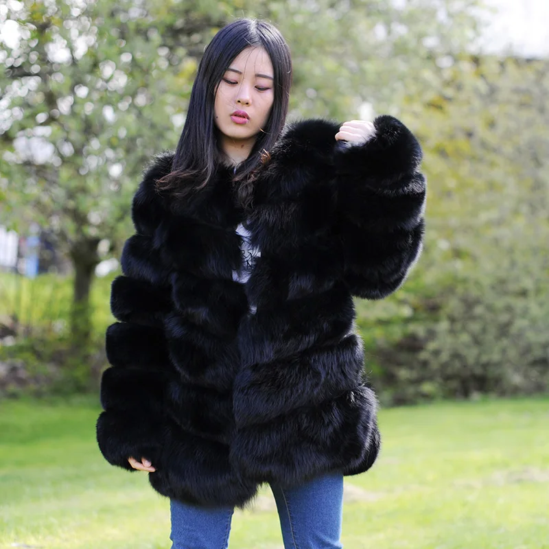 

CX-G-A-97 Real Fox Fur Coat Women Fashion Winter Female Jacket Customize Genuine Whole Leather Fox Fur Coats