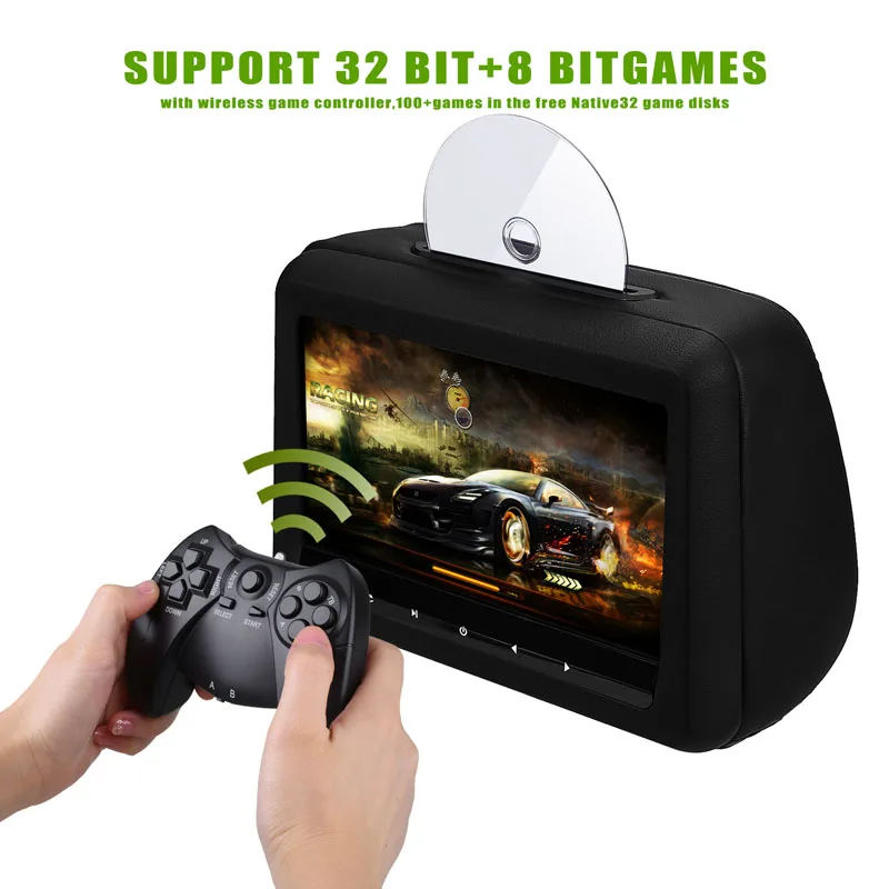  Cemicen 2PCS 10.1 inch Car Headrest Monitor DVD Video Player with FM/IR Transmitter/USB/SD(MP5)/Wir