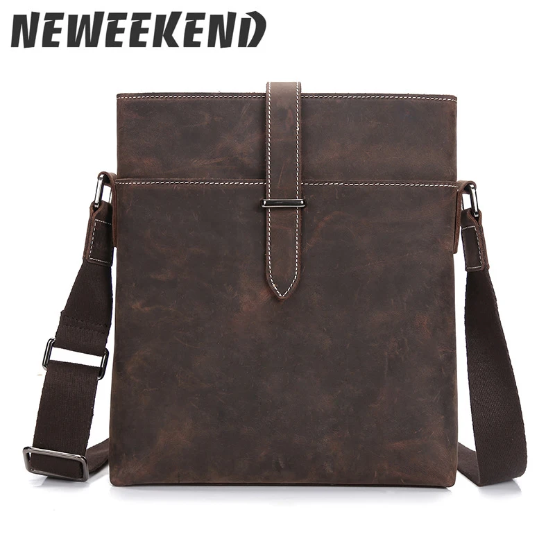 

Crazy Horse Genuine Cowhide Leather Cross Body Shoulder Handbag Casual Business Messenger Bag Tote Sling Bag LS0245
