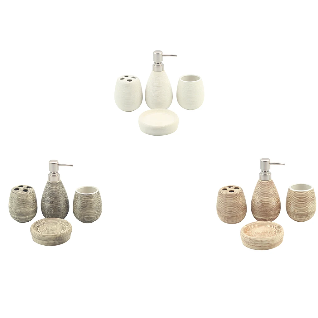 

4PCS Ceramic Soap Dish Dispenser Toothbrush Holder Bathroom Accessory Set Ceramics Tooth-brushing Cup Lotion Bottle Kit