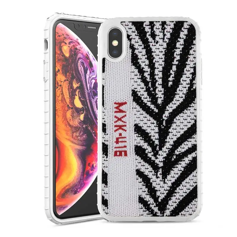 White on Grey Для iphone XS MAX Чехол Ipaky роскошный тканевый спортивный стиль coque для Apple iphone XR 8 7 6 6S plus Чехол Мягкий силиконовый чехол для телефона - Цвет: White on Grey