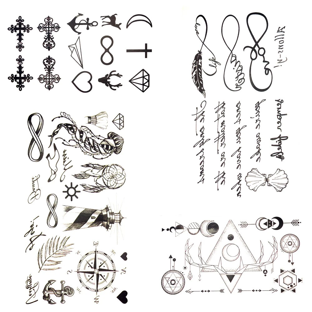 Black Small Letter Endless Temporary Tattoo Women Party Fake Body Arm Art Tatoo Men Waterproof Tattoo Infinite Jellyfish Sticker Tatoo Men Waterproof Tattootattoo Women Aliexpress