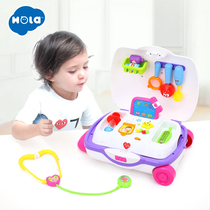  HOLA 3107 Baby Toys Kids Doctor Suitcase Pretend Play Toy with Music & Light Electronic Doctor Nurs