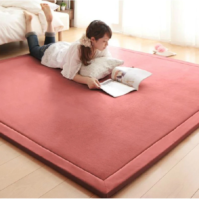 

2CM Thick Coral Fleece Mat Carpet 180*200*2CM Tatami Tea Table Manually Bedroom Carpet Rectangle Living Room Rug