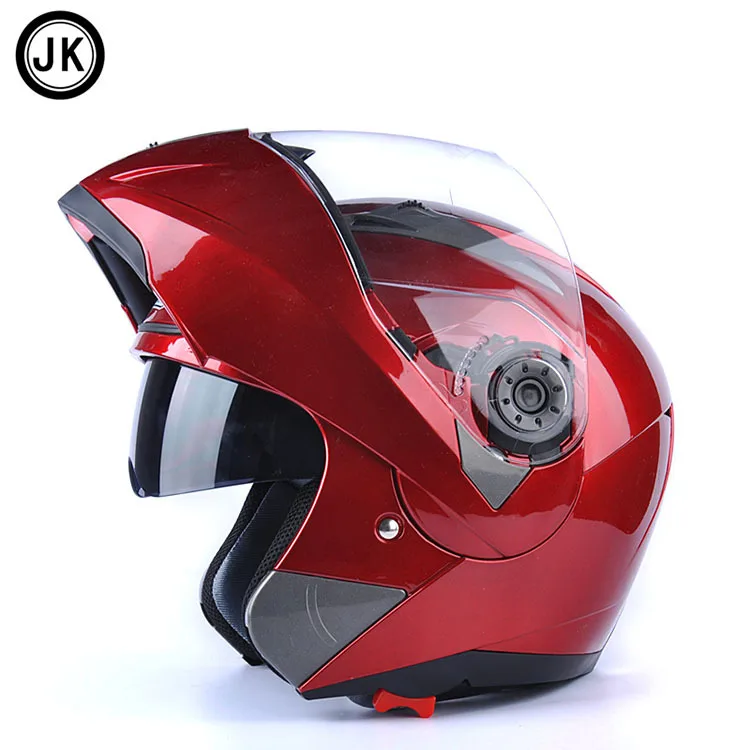 Настоящий 105 мотоциклетный шлем с двойными линзами, козырек, мужской скутер, мотоциклетный шлем для мотокросса, Круизер, туринг, чоппер, шлем - Цвет: red