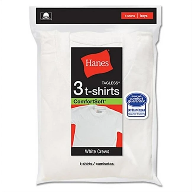 Hanes TB2133 ToDDler Boy White Crew Neck T-Shirts Pack - 3 Size 2T-3T White
