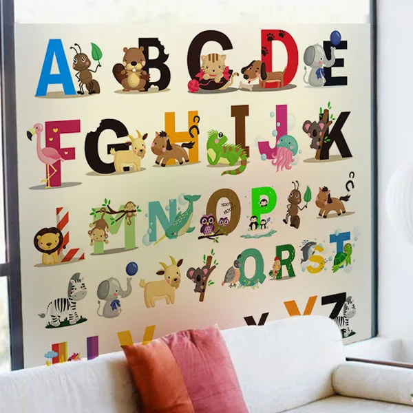 Alphabet Wall Stickers Animal Transpa Gl Film Window Sticker Alphabet Wall Stickers Animal Transpa Gl Film Window Sticker Removable Nursery Kids Baby Rooms Art Vinyl
